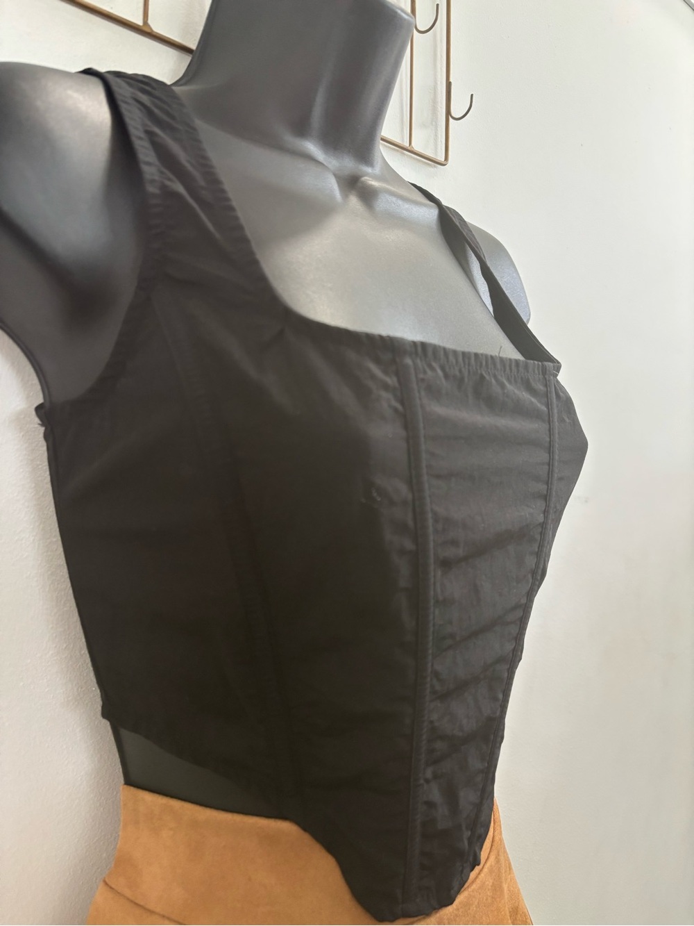 Cherry Mellow Black Corset-Style Crop Top